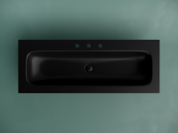 Раковина накладная мебельная CERAMICANOVA Grace прямоугольная 1210x457x137 с тремя отверстиями под смеситель цвет черный матовый CN7024MB - Gidratop.ru изображение