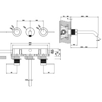 GESSI 316 встраиваемый смеситель для раковины на 3 отверстия, излив 200-180мм (внешние части), цвет: brushed black metal pvd - Gidratop.ru изображение