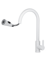 Смеситель для кухни с выдвижным изливом WONZON & WOGHAND, Белый матовый (WW-121E201L-MW) - Gidratop.ru изображение