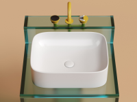 Умывальник чаша накладная прямоугольная (цвет Белый Матовый) Element 505x380x150мм - Gidratop.ru изображение