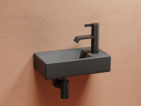 Умывальник подвесной прямоугольный (чаша слева, отверстие под смеситель справа) цвет темный антрацит матовый Element 407x217x100 - Gidratop.ru изображение