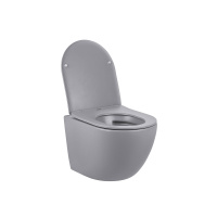 Унитаз подвесной Globo VT1-14SMG безободковый, цвет матовый серый, ультратонкое сиденье soft-close - Gidratop.ru изображение