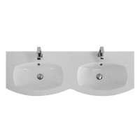 раковина из искусственного мрамора с двумя чашами 50156 Bianco, 138x52x1,5 - Gidratop.ru изображение