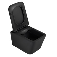 Комплект подвесной унитаз ABBER Rechteck AC1201MB черный матовый с инсталляцией AC0105 и кнопкой AC0121MCH матовый хром - Gidratop.ru изображение