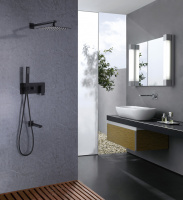 Душевая система ABBER Daheim AF8217B скрытого монтажа с изливом, черная матовая - Gidratop.ru изображение