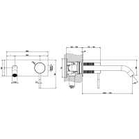 GESSI 316 встраиваемый смеситель для раковины с изливом 200-170мм (внешняя часть), цвет: brushed black metal pvd - Gidratop.ru изображение