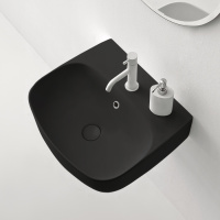 Раковина 50х45 см, 1 отв., подвесная/накладная, цвет: черный матовый - Gidratop.ru изображение
