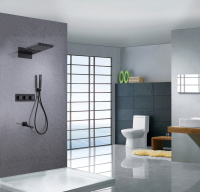 Душевая система ABBER Daheim AF8253B скрытого монтажа с изливом, термостат, черный матовый - Gidratop.ru изображение