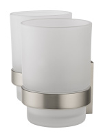 Два стакана для зубных щеток с держателем WONZON & WOGHAND POLO, Брашированный никель (WW-8928-BN) - Gidratop.ru изображение