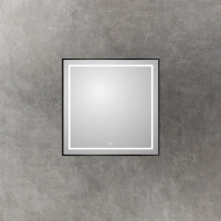 Зеркало в алюминиевой раме со встроенным светильником, сенсорным выключателем и подогревом, SPC-KRAFT-900-800-LED-TCH-WARM-NERO, 900x32x800 мм - Gidratop.ru изображение