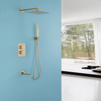 Душевая система ABBER Daheim AF8250G скрытого монтажа с изливом, термостат, золото матовое - Gidratop.ru изображение