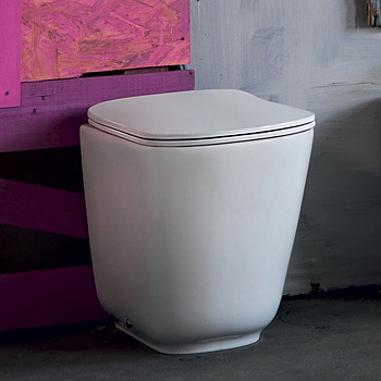 Унитаз напольный пристенный 55х35см, безободковый, c креплением WB5N, цвет: белый матовый