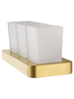 Три стакана для зубных щеток с держателем WONZON & WOGHAND LOTTE, Брашированное золото (WW-8338-BG) - Gidratop.ru изображение