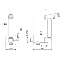 Newform X-STEEL 316 Гигиенический душ: руч. лейка, уголок с держателем, с запорным вентилем, на холодную воду, цвет: INOX - Gidratop.ru изображение