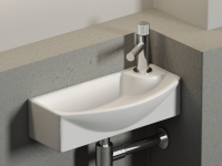 Умывальник подвесной прямоугольный  с крепежом (чаша слева, отверстие под смеситель справа) Element 455x220x130мм - Gidratop.ru изображение