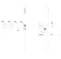 Смеситель для ванны встраиваемый WONZON & WOGHAND STICK, Черный матовый (WW-889017-MB) - Gidratop.ru изображение