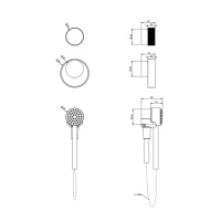 GESSI OUTDOOR набор для душевой стойки 63207: ручка смесителя, ручка переключателя, ручной душ и шланг 1500 мм., цвет Black XL - Gidratop.ru изображение