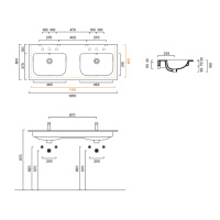 Catalano Italy Раковина двойная 125*50, цвет белый глянцевый - Gidratop.ru изображение