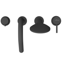 LEAF-BVDM4-L-NOP смеситель на борт ванны врезной, на 4 отверстия, исполнение Чёрный матовый - Gidratop.ru изображение