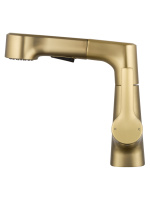 Смеситель для раковины с выдвижным изливом WONZON & WOGHAND, Брашированное золото (WW-121B108-BG) - Gidratop.ru изображение