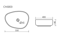 Умывальник чаша накладная ассиметричной формы Element 550x400x140мм - Gidratop.ru изображение