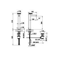 Gessi Anello смеситель для раковины высокий, излив короткий. С донным клапаном и соединительными шлангами, цвет: Black Metal Brushed PVD - Gidratop.ru изображение