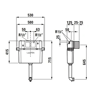 Бачок скрытого монтажа Laufen Tw2 8.9466.4.000.000.1 двойной смыв 6/3 л или 4,5/3 л