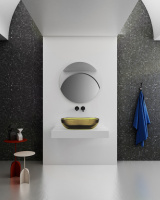 Раковина накладная прозрачная ABBER Kristall AT2805Vesuvian оливковая - Gidratop.ru изображение