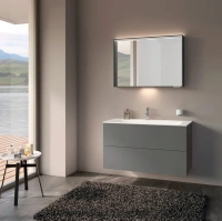 Тумба под раковину Keuco Plan 32963290000, 80 см, подвесная, 2 ящика, цвет инокс матовый петроль - Gidratop.ru изображение