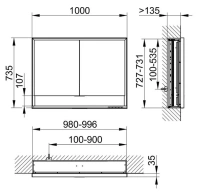 Зеркальный шкаф Keuco Royal Lumos 100 см с подсветкой, 14314171301 - Gidratop.ru изображение