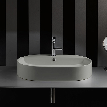 Раковина-чаша 65х40х12 см, 1 отв., с переливом, цвет: Grigio matt