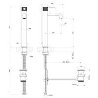 GESSI INCISO смеситель для раковины на 1 отверстие, высокий h=337мм, с донным клапаном Цвет: nero XL - Gidratop.ru изображение