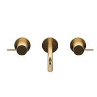 LEAF-BLI3L-20-L-SR Смеситель для раковины встраиваемый на три отверстия, длина излива 20 см, исполнение Sunrise - Gidratop.ru изображение