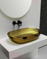 Раковина накладная прозрачная ABBER Kristall AT2805Vesuvian оливковая - Gidratop.ru изображение