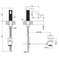 GESSI 316 смеситель для раковины на 1 отверстие, с донным клапаном, излив 123мм, цвет: steel brushed - Gidratop.ru изображение