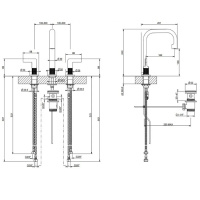 GESSI INCISO смеситель для раковины на 3 отверстия с донным клапаном, излив 160мм, h=240мм Цвет: brushed black metal pvd - Gidratop.ru изображение