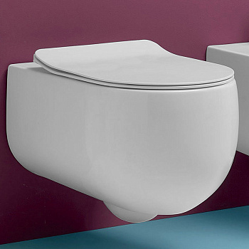 Унитаз подвесной 54х37см, безободковый, цвет: белый матовый