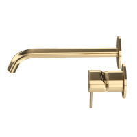 LEAF-BLI2-20-L-SR Смеситель для раковины встраиваемый однорычажный, на два отверстия, длина излива 20 см, исполнение Sunrise - Gidratop.ru изображение