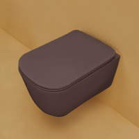 Унитаз подвесной 54х35см безободковый, с системой экономии воды 3л, c креплением, цвет: Borgogna matt - Gidratop.ru изображение