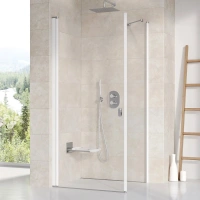 Душевой уголок Ravak Chrome CRV1+CPS, 80 x 90 см, профиль белый, витраж транспарент, 1QV40101Z1/9QV70100Z1 - Gidratop.ru изображение