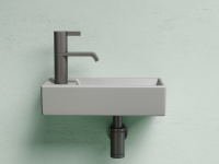 Умывальник подвесной прямоугольный (чаша справа, отверстие под смеситель слева) цвет антрацит матовый Element 407x217x100 - Gidratop.ru изображение