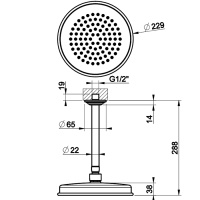 GESSI VENTI20 верхний душ Oslash;200 мм., с потолочным держателем 288 мм., цвет Finox Brushed Nickel - Gidratop.ru изображение