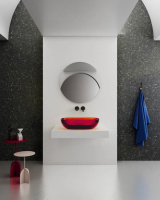 Раковина накладная прозрачная ABBER Kristall AT2805Rubin красная - Gidratop.ru изображение