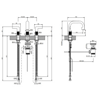 GESSI INCISO смеситель для раковины на 3 отверстия с донным клапаном, излив 140мм, h=145мм Цвет: золото - Gidratop.ru изображение