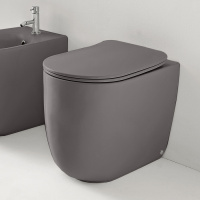 Унитаз безободковый пристенный 55х35 см, с креплениями WB5N, цвет: Ferro matt - Gidratop.ru изображение