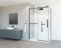 Душевой уголок Como Soft VSR-1CS1012CLGM, 1200*1000, вороненая сталь, стекло прозрачное - Gidratop.ru изображение