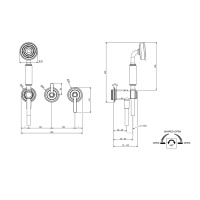 GESSI VENTI20 смеситель встраиваемый, однорычажный, с переключателем на 2 положения, с ручным душем и шлангом 1500 мм., внешняя часть, цвет черный мат - Gidratop.ru изображение