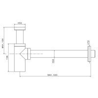 Newform X-STEEL 316 Сифон для раковины под донный клапан, L=300 мм цвет: PVD Brushed gun metal - Gidratop.ru изображение