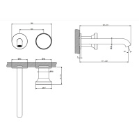 GESSI ORIGINI смеситель для раковины настенный встраиваемый, однорычажный, излив 171-201 мм., в компл с отделочной вставкой, цвет Finox Brushed Nickel - Gidratop.ru изображение