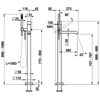 GESSI HABITO CESELLO смеситель для ванны напольный, однорычажный, цвет Black Metal Br. PVD - Gidratop.ru изображение